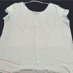 Vintage PINK Victoria's Secret Light Blue Heart Tee
